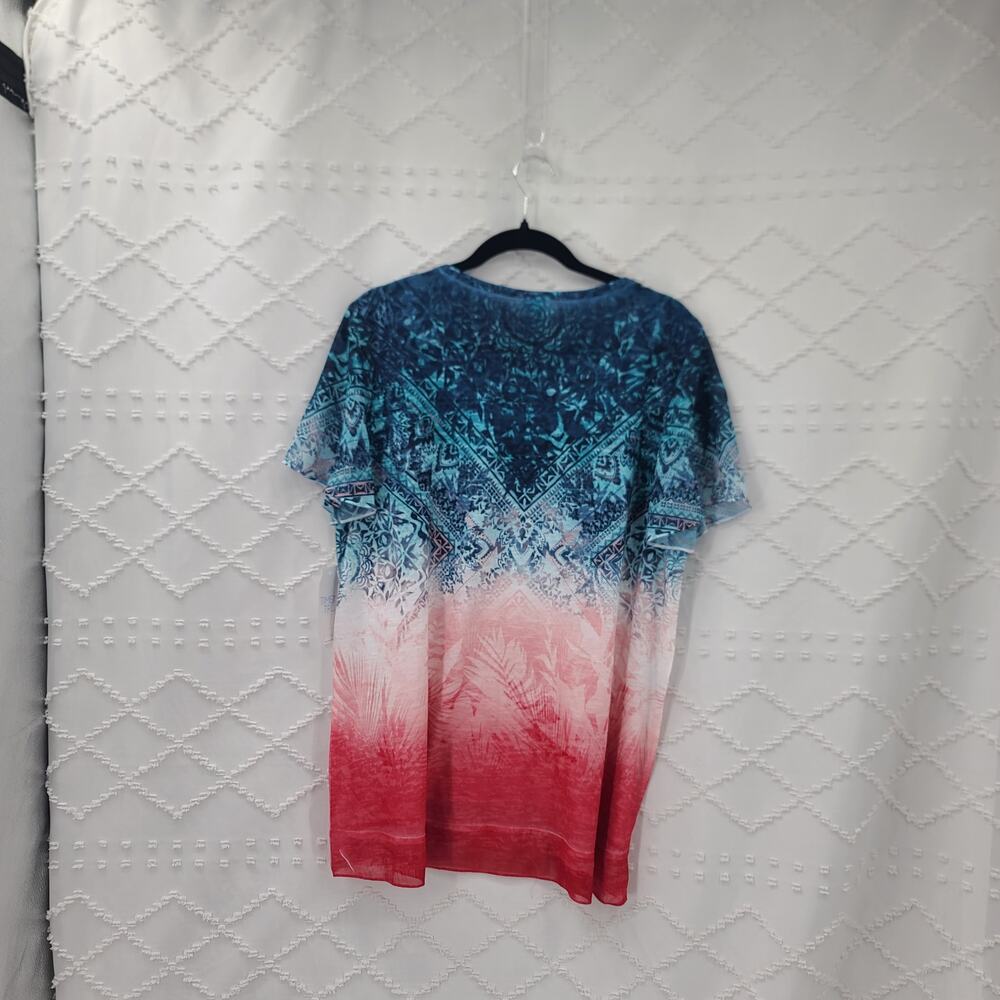Time and Tru Boho Vibrant Vacation resort wear Shirts Size XL Flowy dopamine - Picture 5 of 16